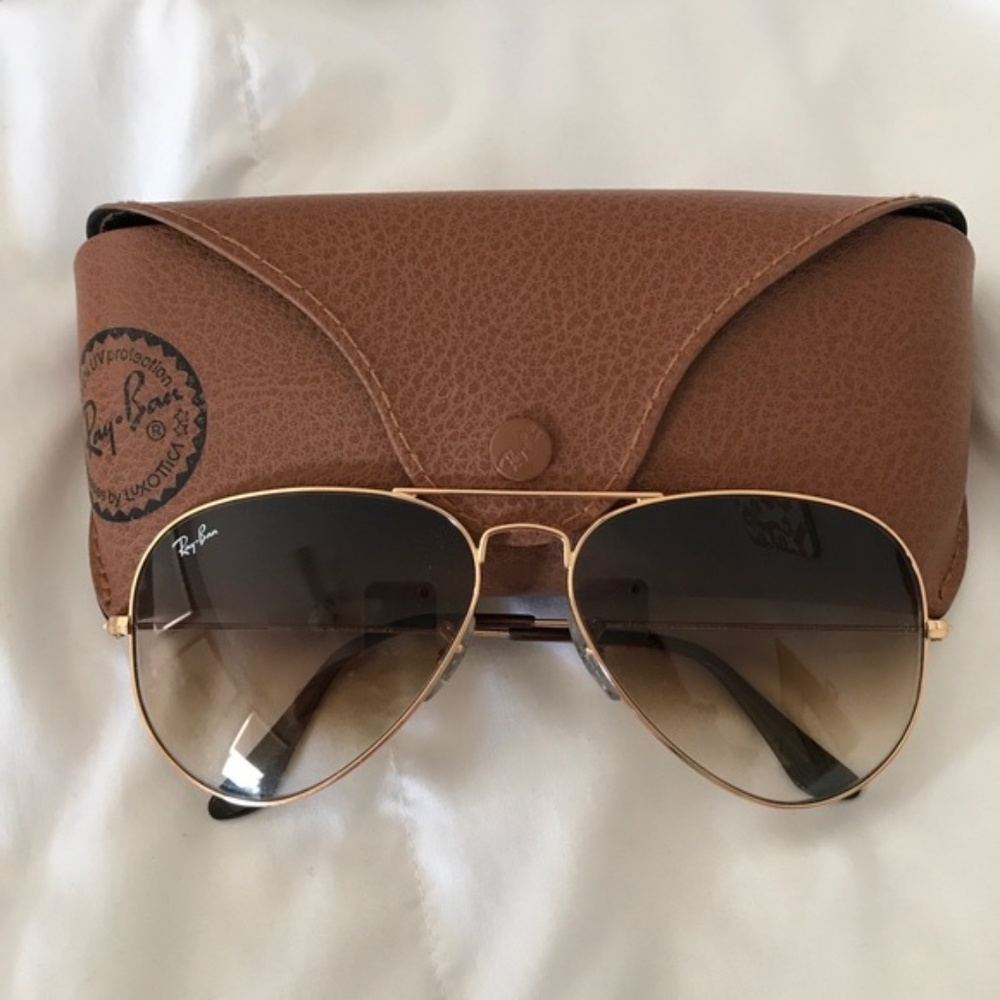 Ray Bans Gold Aviator Light Brown Gradient